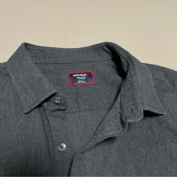 UNTUCKit Hemsworth Flannel Shirt Dark Gray Men’s XXLarge Long Sleeve Relaxed Fit - Picture 8 of 14